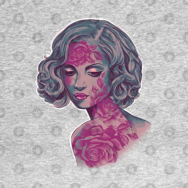 Retro Rose Girl by Huldra Tattoo